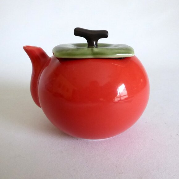 65/45 VINTAGE JAPANESE JAPAN PORCELAIN MINI CANTALOUPE FRUIT TEAPOT & LEAF (NEW) - Picture 6 of 13
